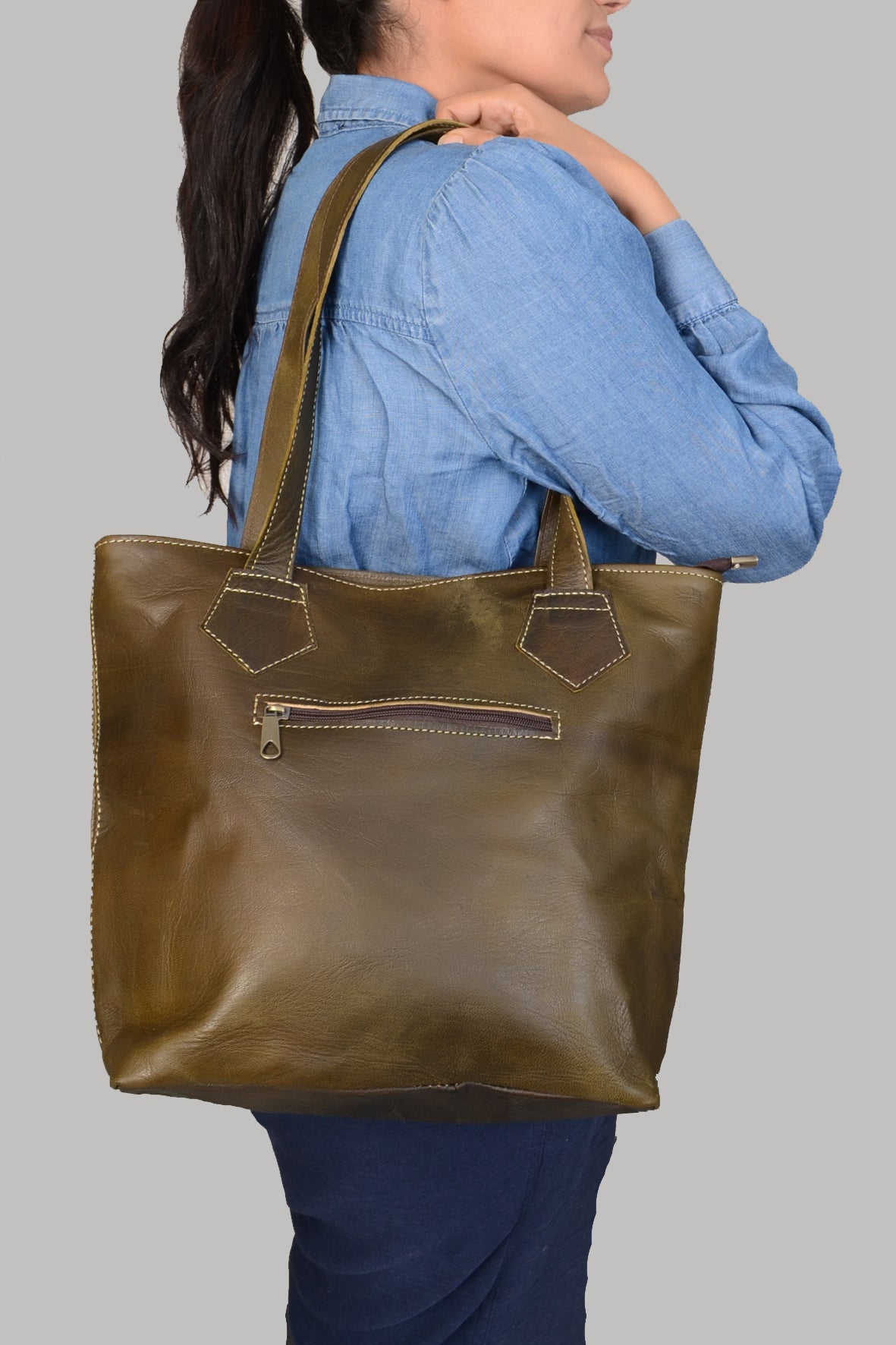 Olivia Leather Tote Bag
