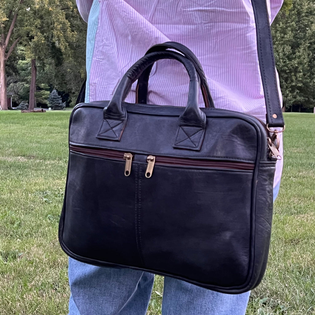 Lincoln Leather Briefcase Messenger Bag
