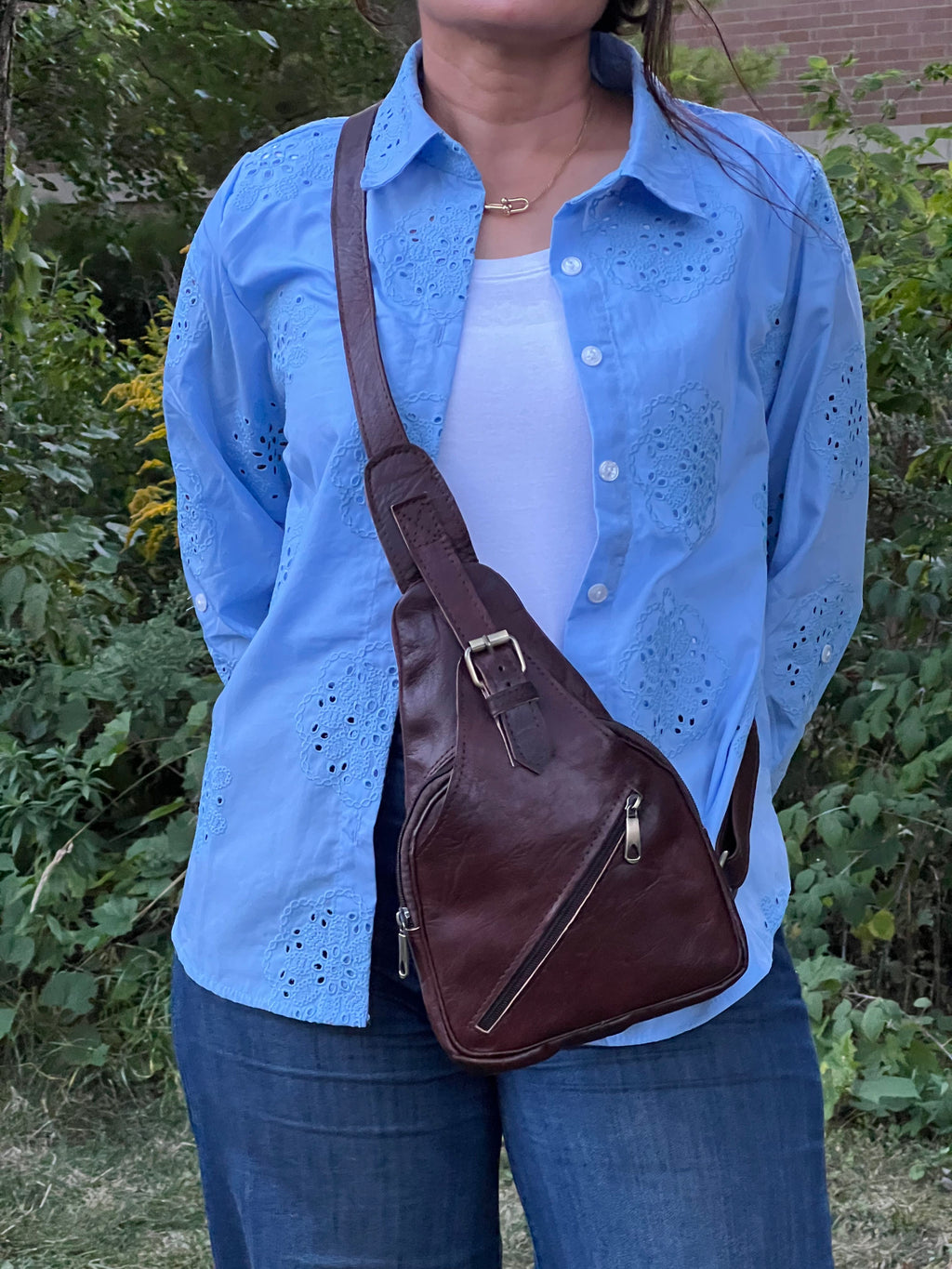 Theo Leather Sling Crossbody Bag