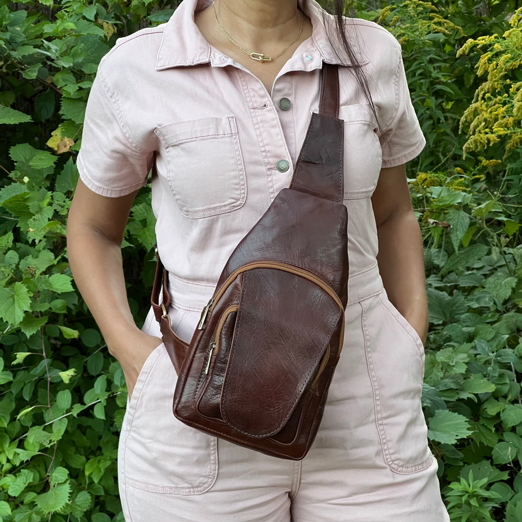 Parker Leather Sling Crossbody Bag